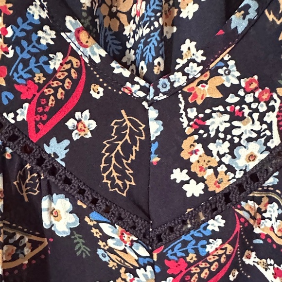 SIENNA SKY | Boho Multicolor Paisley Floral Women's Short Sleeve Blouse - Picture 6 of 14